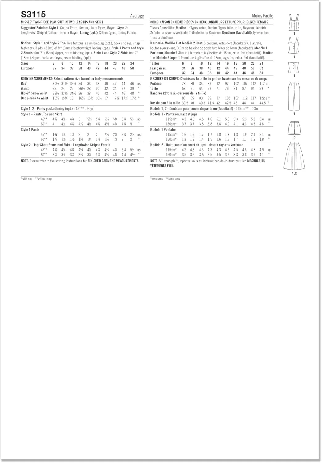 الگوی خیاطی SIMPLICITY SS3115U5 لباس بازی دو تکه زنانه در دو قد و دامن U5 (16-18-20-22-24)