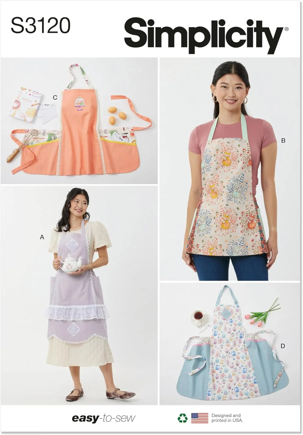 الگوی خیاطی SIMPLICITY مدل SS3120A پیش بند زنانه در دو قد A (XS-S-M-L-XL)