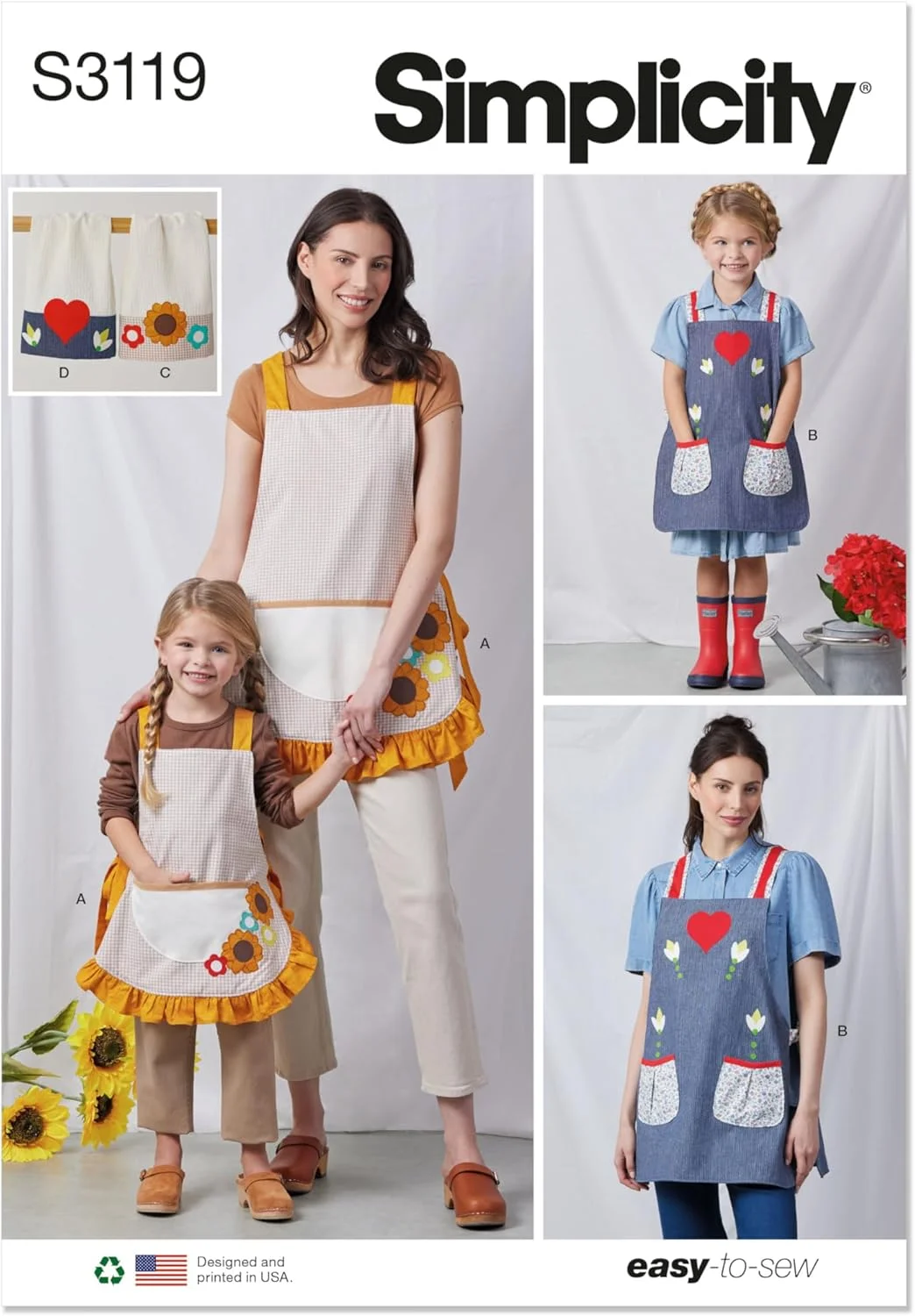 الگوی خیاطی SIMPLICITY SS3119A پیش بند و لوازم آشپزخانه کودک و زنانه A (S - L/S - L)