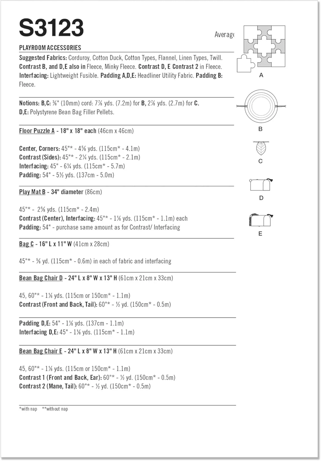 الگوی خیاطی سیمپلیسیتی SS3123OS لوازم جانبی اتاق بازی OS (تک سایز)