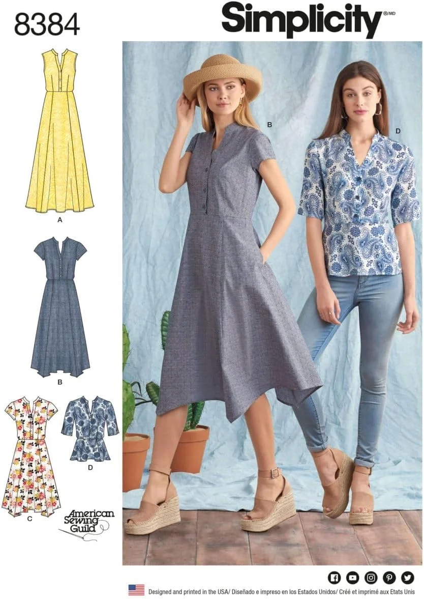 الگوی سادگی 8384 لباس زنانه با تغییرات قد و تاپ، کاغذی، سفید، 22 x 15 x 1 سانتی متر