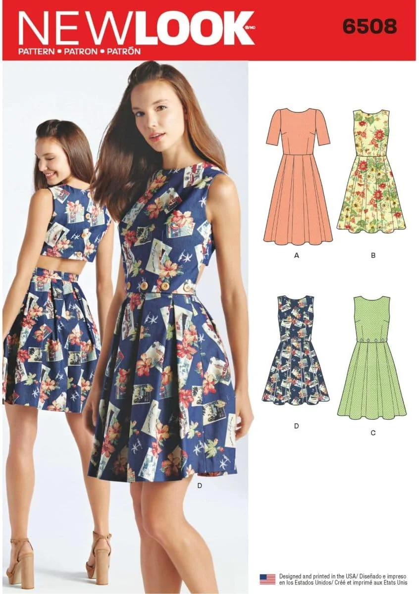 الگوی لباس زنانه سیمپلیسیتی نیو لوک 6508 با مدل های متنوع پشت باز یا بسته، کاغذی، سفید، 22 x 15 x 1 سانتی متر