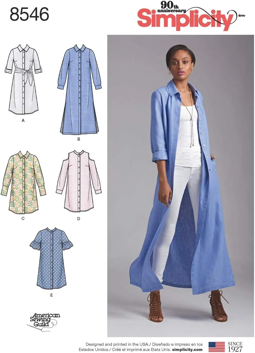 الگوی سادگی 8546 پیراهن زنانه/زنانه ظریف، H5 (6-8-10-12-14)، سفید