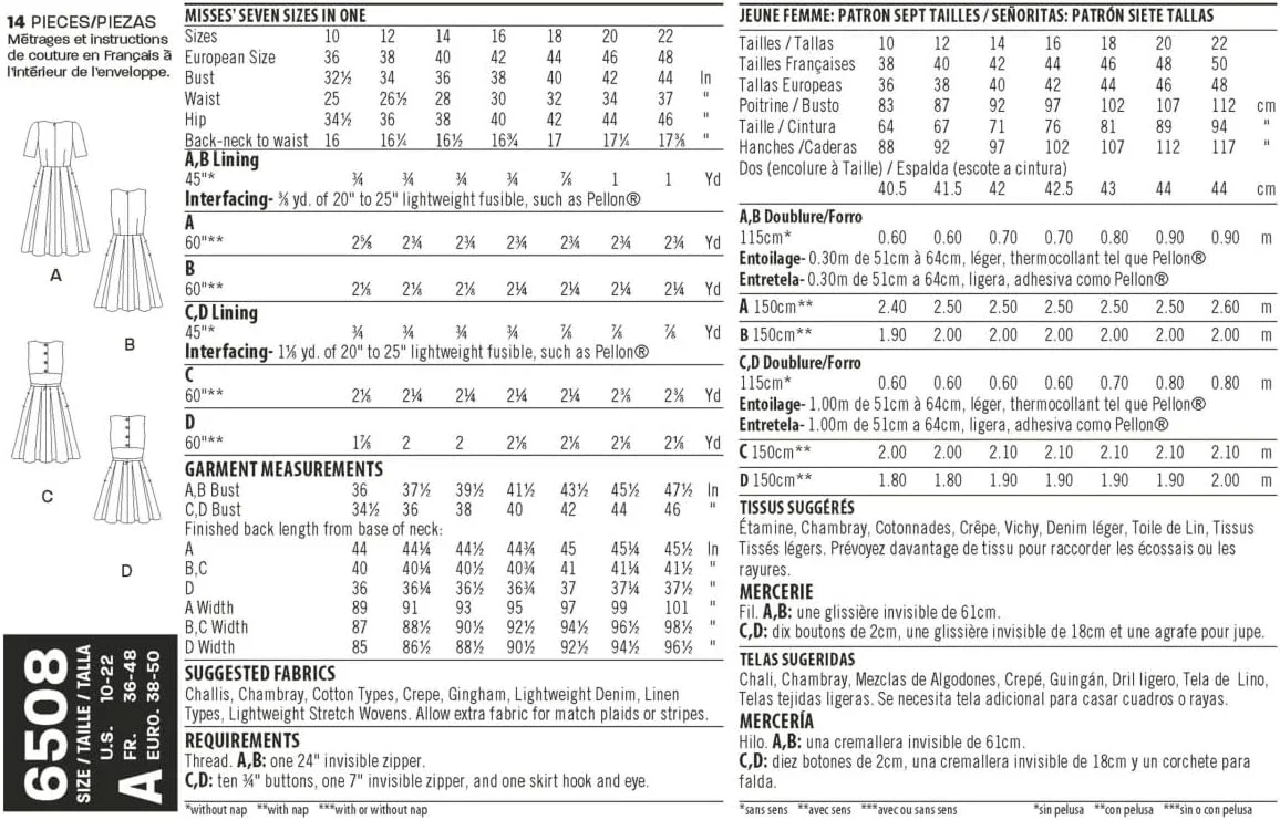الگوی لباس زنانه سیمپلیسیتی نیو لوک 6508 با مدل های متنوع پشت باز یا بسته، کاغذی، سفید، 22 x 15 x 1 سانتی متر