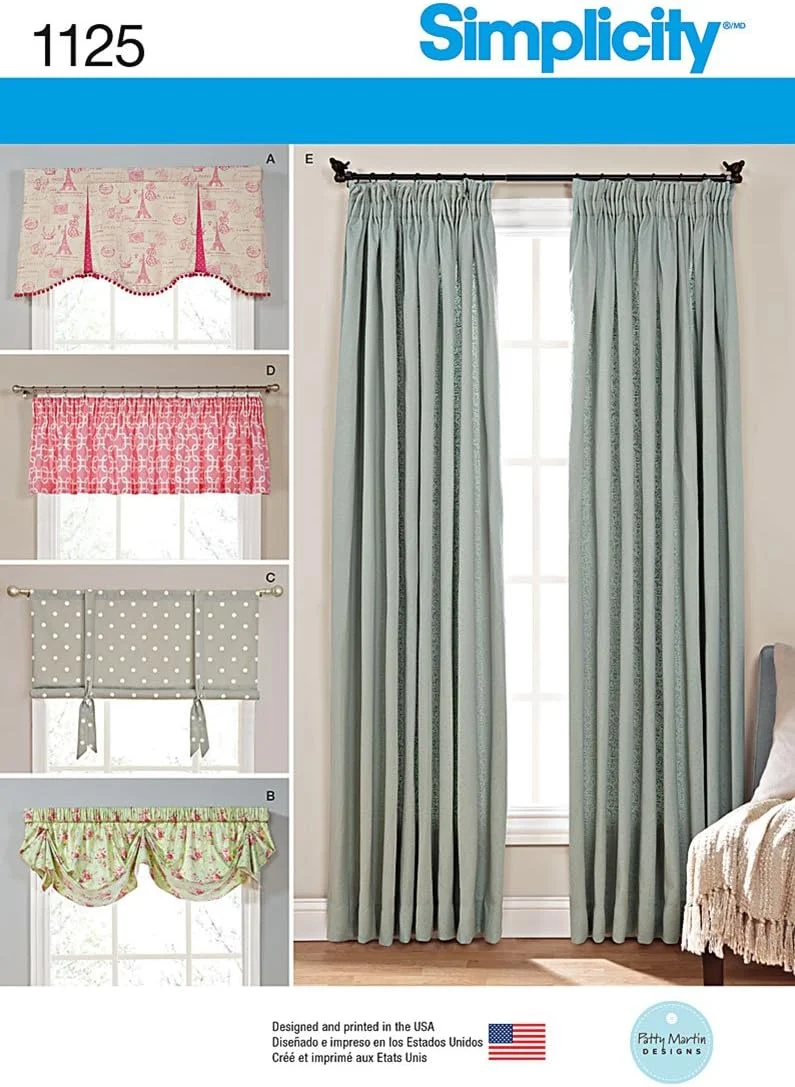 الگوهای سادگی 1125 برای پرده، تک سایز