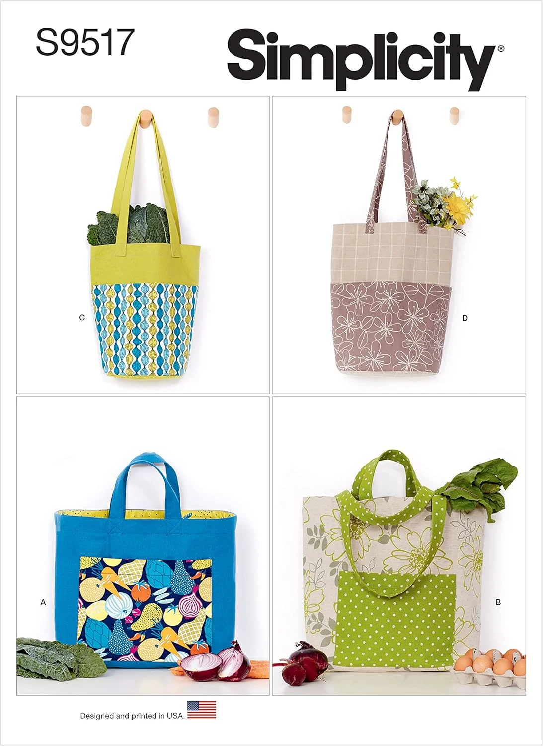 الگوی خیاطی کیف دستی ساده قابل استفاده مجدد، کد S9517، یک سایز، چند رنگ