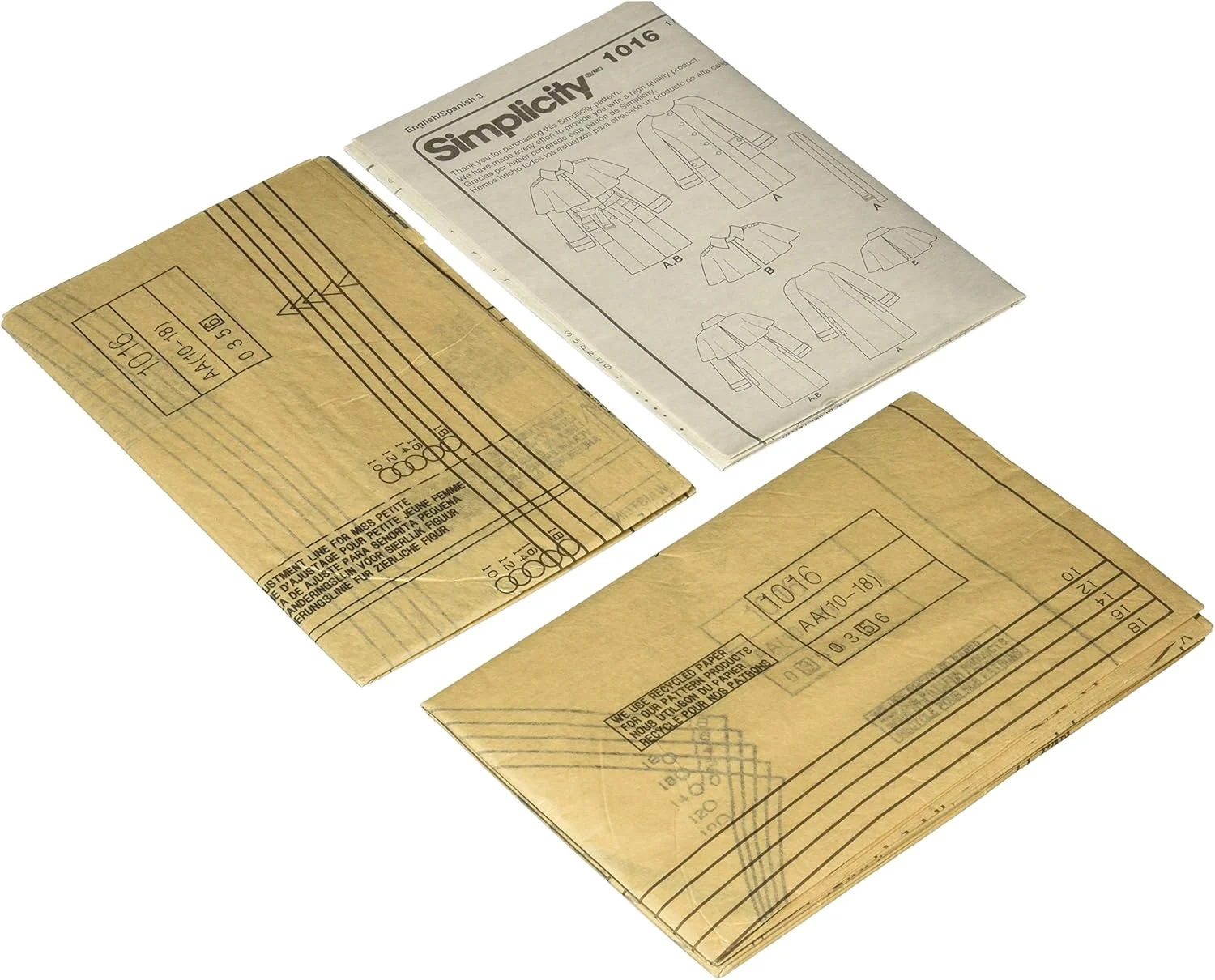 الگوی خیاطی سادگی 1016: کت زنانه و سایز بزرگ توسط Mimi G Style، سایز AA(10-12-14-16-18)، کاغذی، سفید