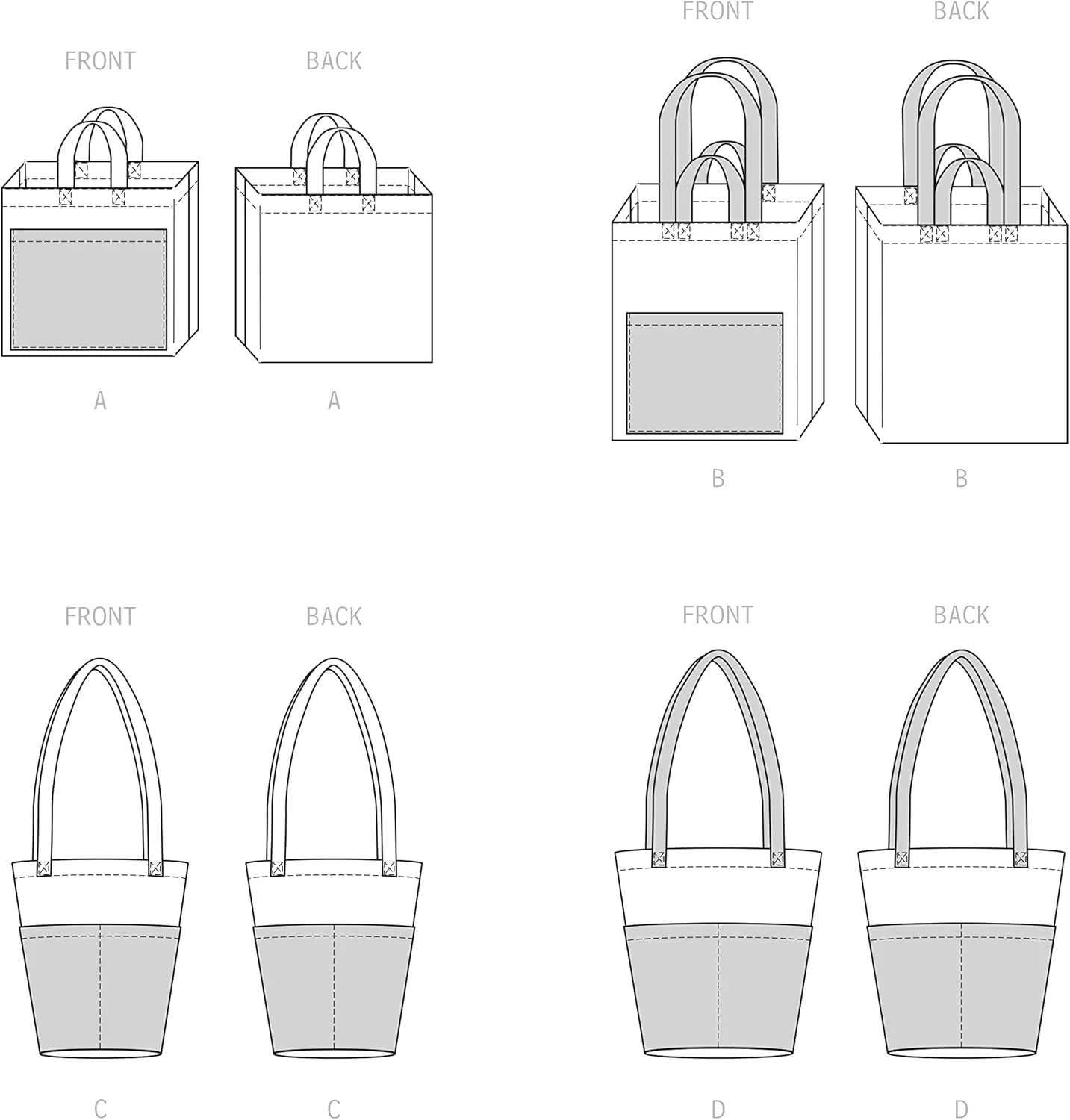 الگوی خیاطی کیف دستی ساده قابل استفاده مجدد، کد S9517، یک سایز، چند رنگ