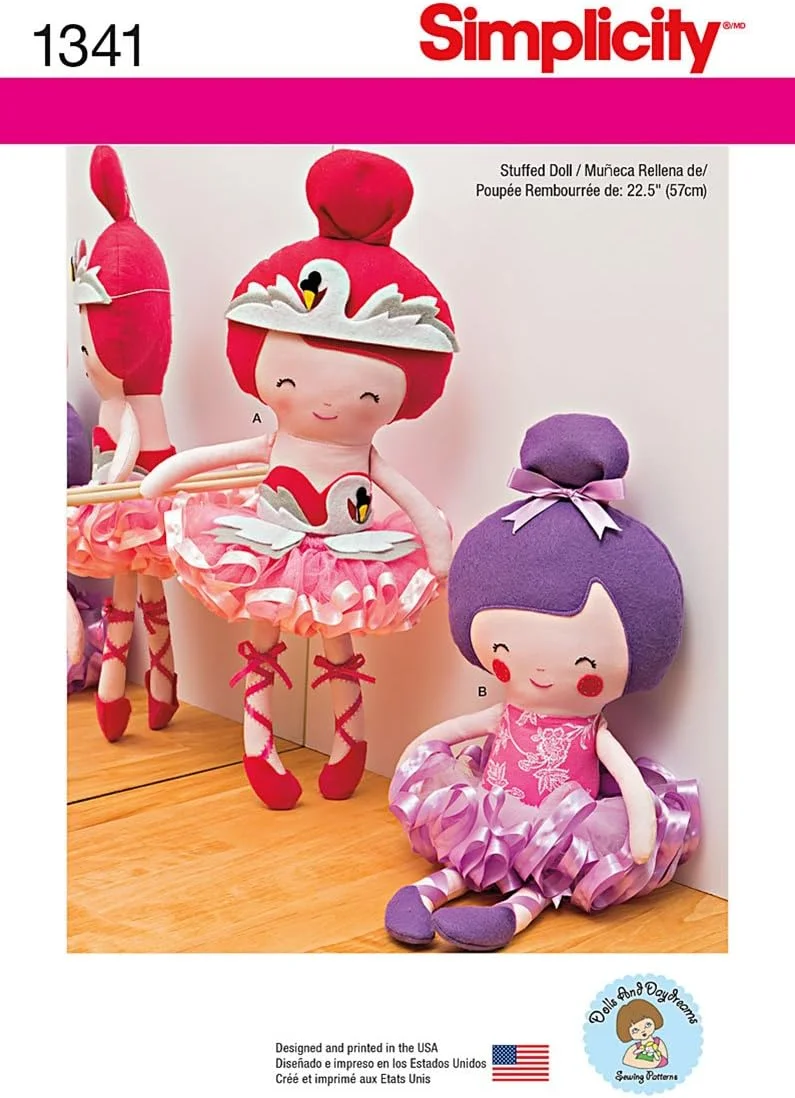 الگوی خیاطی سادگی 1341: عروسک بالرین پر شده 22 1/2 اینچی، سایز OS