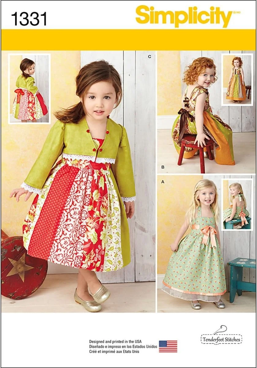 الگوی خیاطی سادگی 1331: لباس و بولرو بچگانه، سایز A