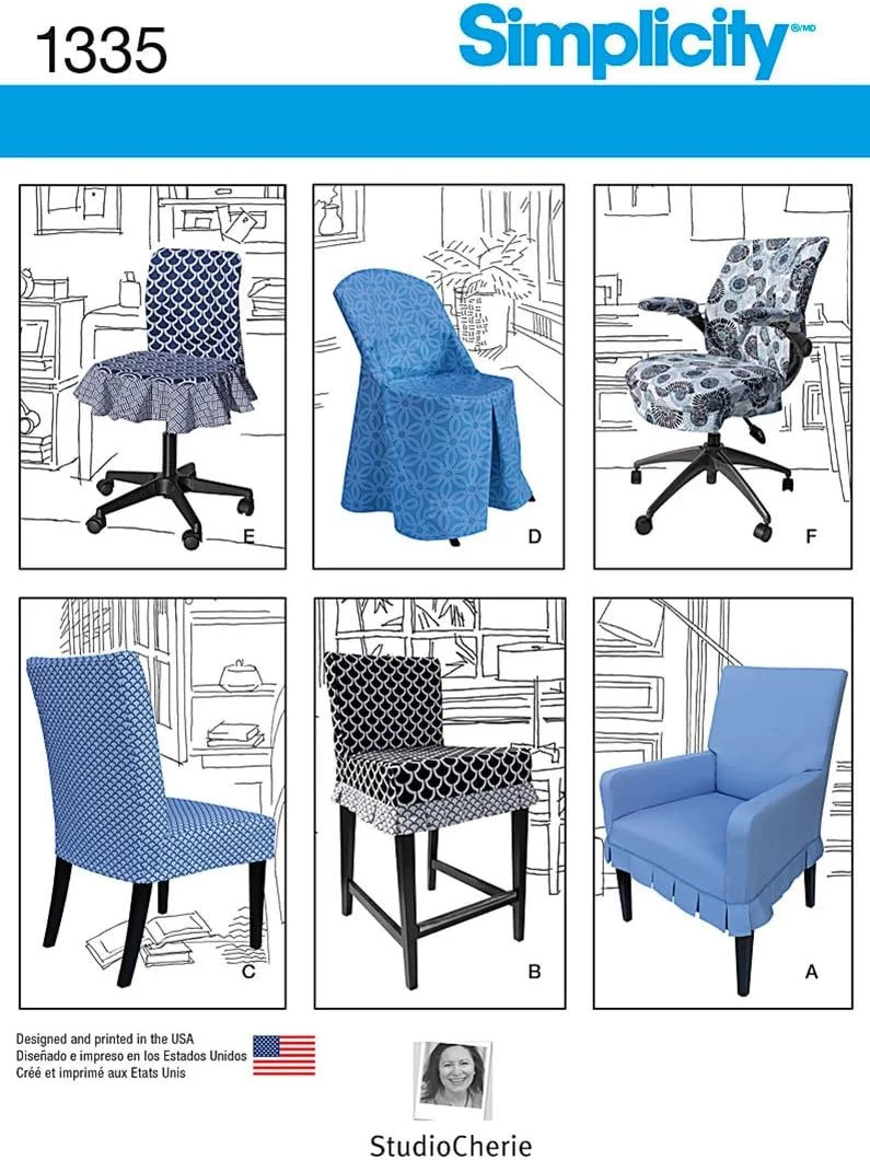 الگوی خیاطی سادگی 1335 روکش صندلی های IKEA و Realspace، سایز OS، یک عدد