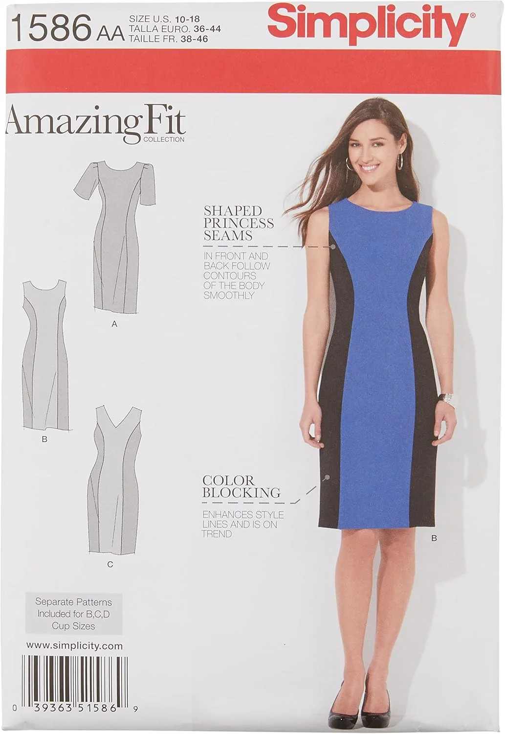 الگوی خیاطی سادگی 1586: لباس مناسب سایزهای معمولی و بزرگسالان، سایز AA، کاغذی، سفید، (10-12-14-16-18)