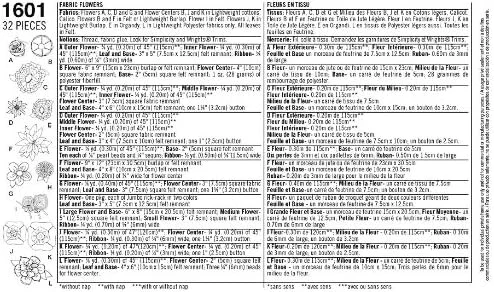 الگوی خیاطی سادگی 1601: گل های پارچه ای، سایز OS، قرمز، سفید، آبی، سبز، زرد، چند رنگ