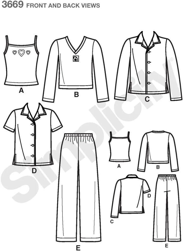 الگوی خیاطی سادگی 3669 HH لباس خواب کودک/دخترانه