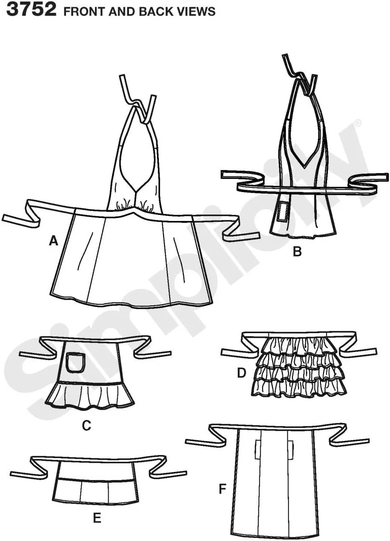الگوی خیاطی سادگی 3752 پیش بند زنانه، سایز A (S-M-L)