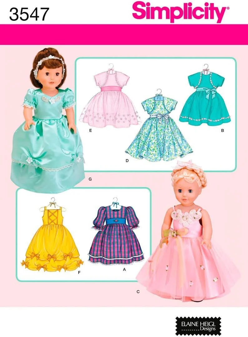 الگوی خیاطی سادگی 3547 لباس عروسک سایز ONE SIZE