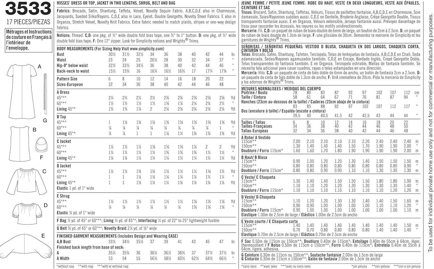 الگوی خیاطی سادگی 3533 R5 لباس زنانه