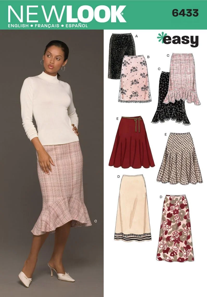الگوی خیاطی دامن زنانه نیو لوک Simplicity 6433، سایز A (8-10-12-14-16-18)