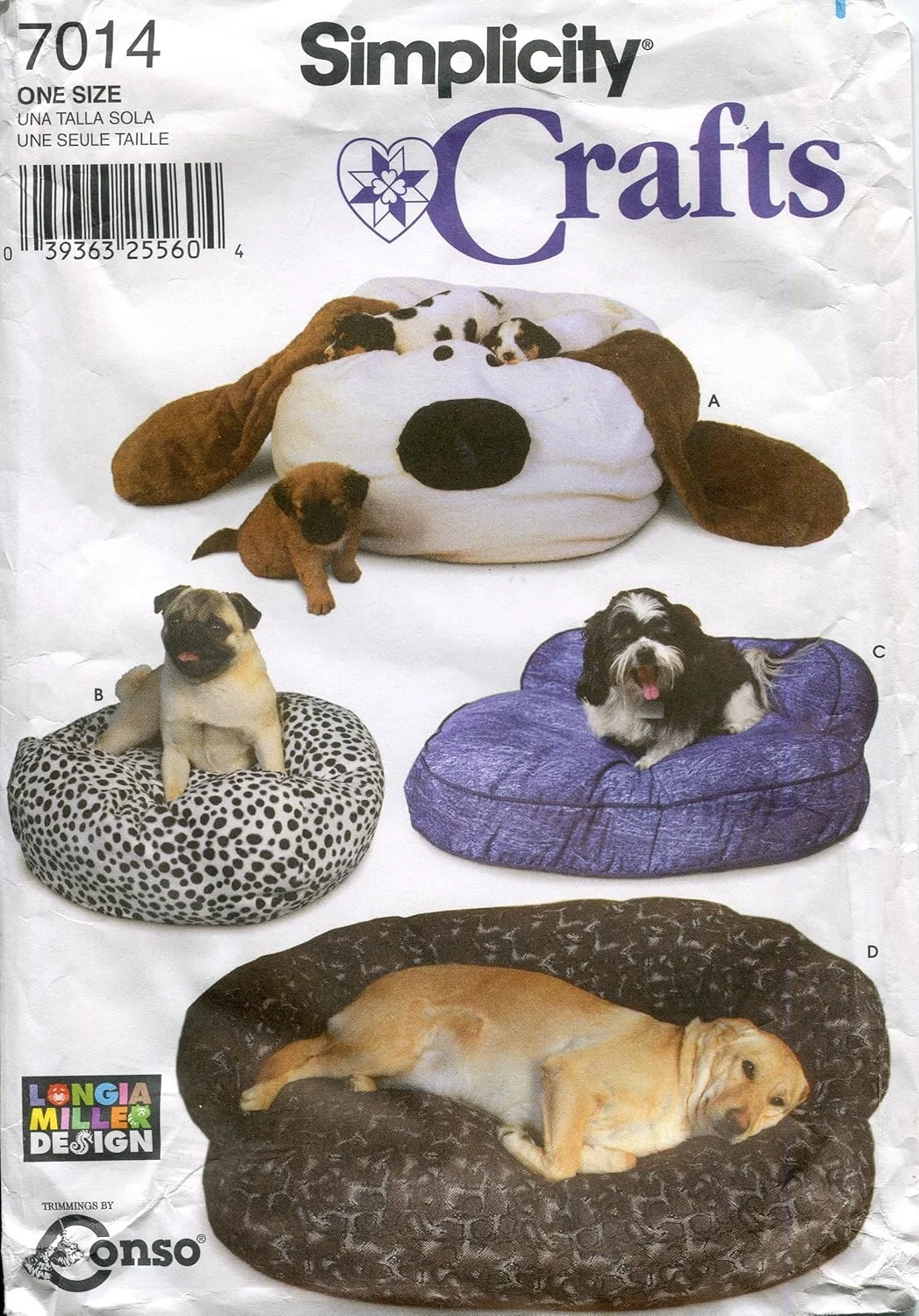 الگوی خیاطی سادگی 7014 - مناسب برای ساخت - تخت خواب سگ - مبل، سر سگ