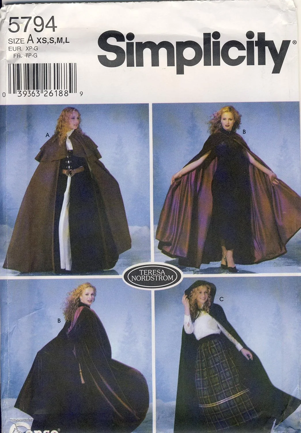 الگوی خیاطی سادگی 5794 - مناسب برای دوخت - شنل زنانه 3 مدل - سایز XS تا L