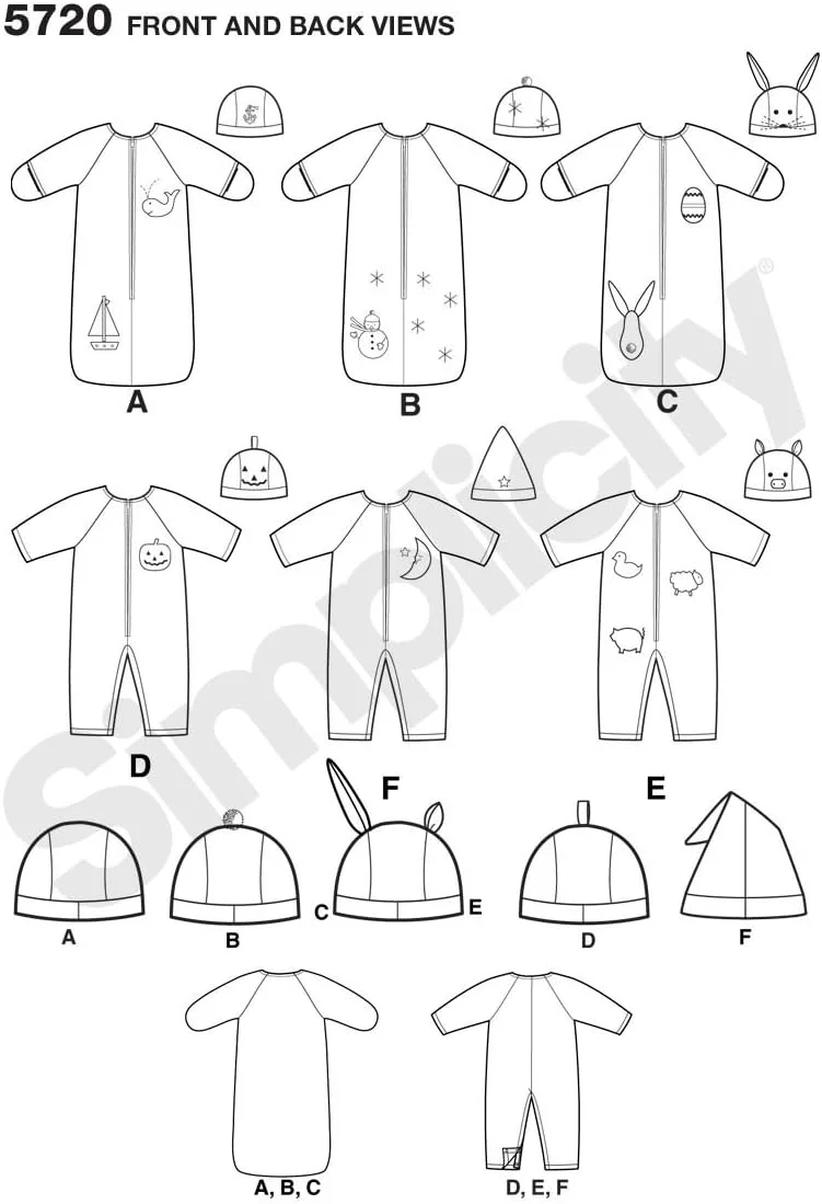 الگوی خیاطی سادگی 5720 A لباس های جداگانه نوزاد