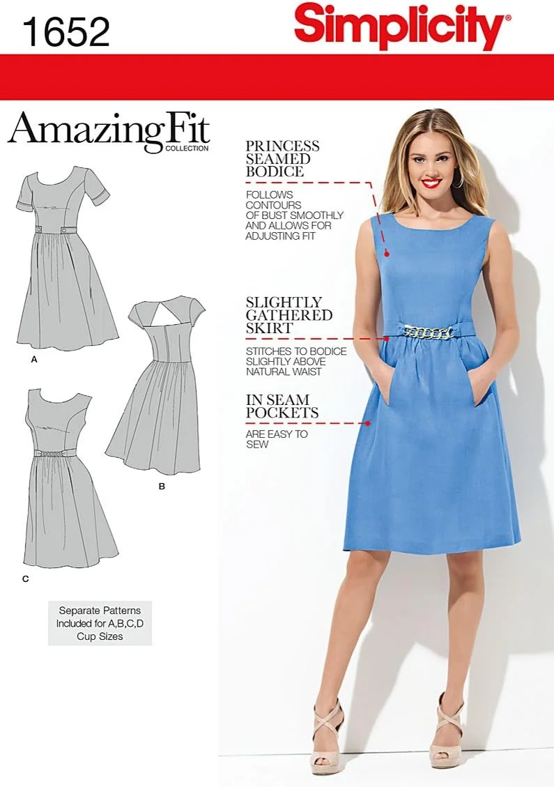 الگوی خیاطی سادگی 1652، لباس های سایز کوچک زنانه، سایز H5