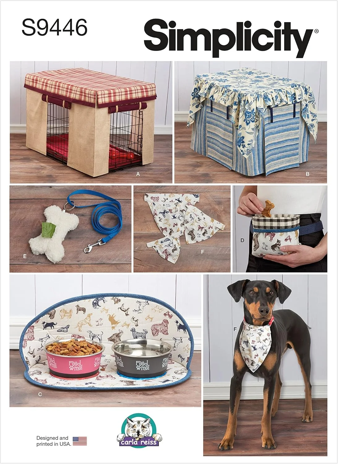 الگوی خیاطی سادگی S9446 روکش قفس حیوانات خانگی در سه سایز و لوازم جانبی، سفید، OSFA، SS9446OS