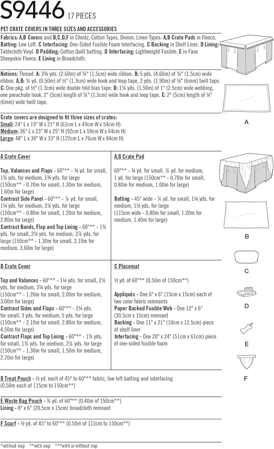 الگوی خیاطی سادگی S9446 روکش قفس حیوانات خانگی در سه سایز و لوازم جانبی، سفید، OSFA، SS9446OS