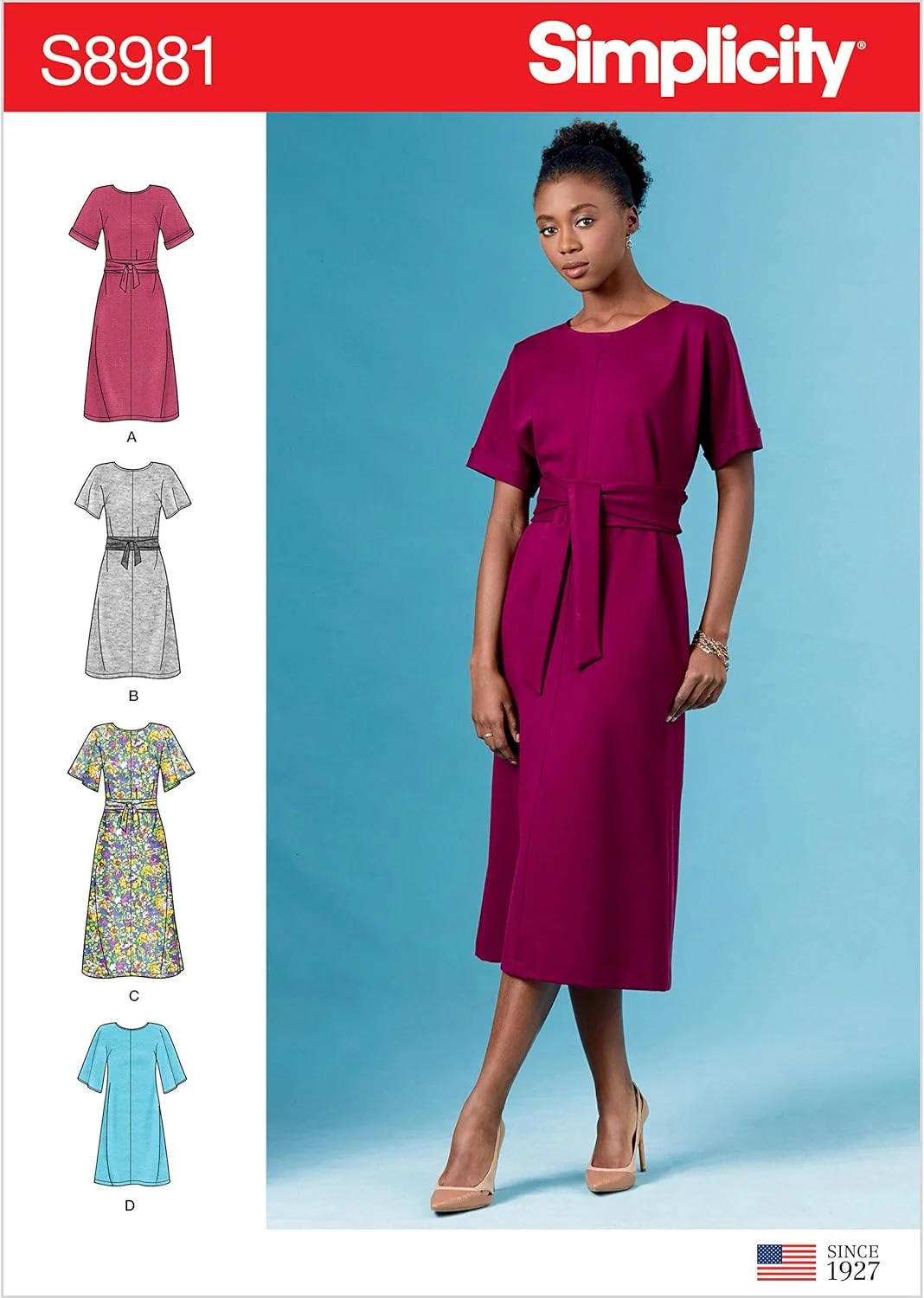 الگوی خیاطی سادگی S8981 برای لباس های گره ای جلوی زنانه، کاغذی، سفید، متنوع