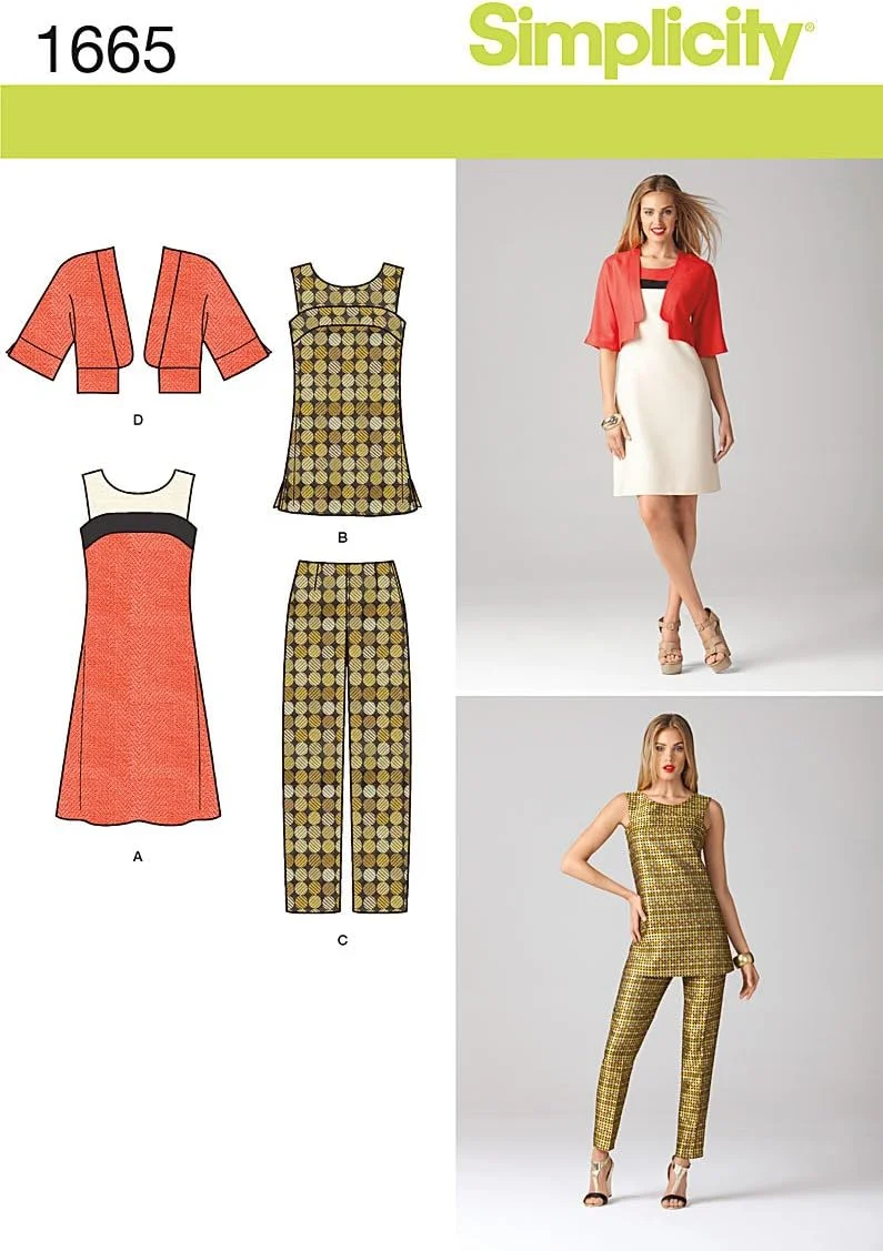 الگوی خیاطی سادگی 1665 لباس های جداگانه زنانه سایز R5