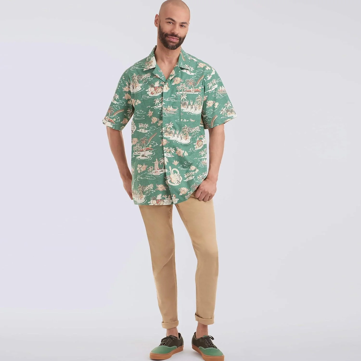 الگوی خیاطی مردانه سادگی S9157 پیراهن های یقه نوک تیز باز، AA (34-36-38-40-42)