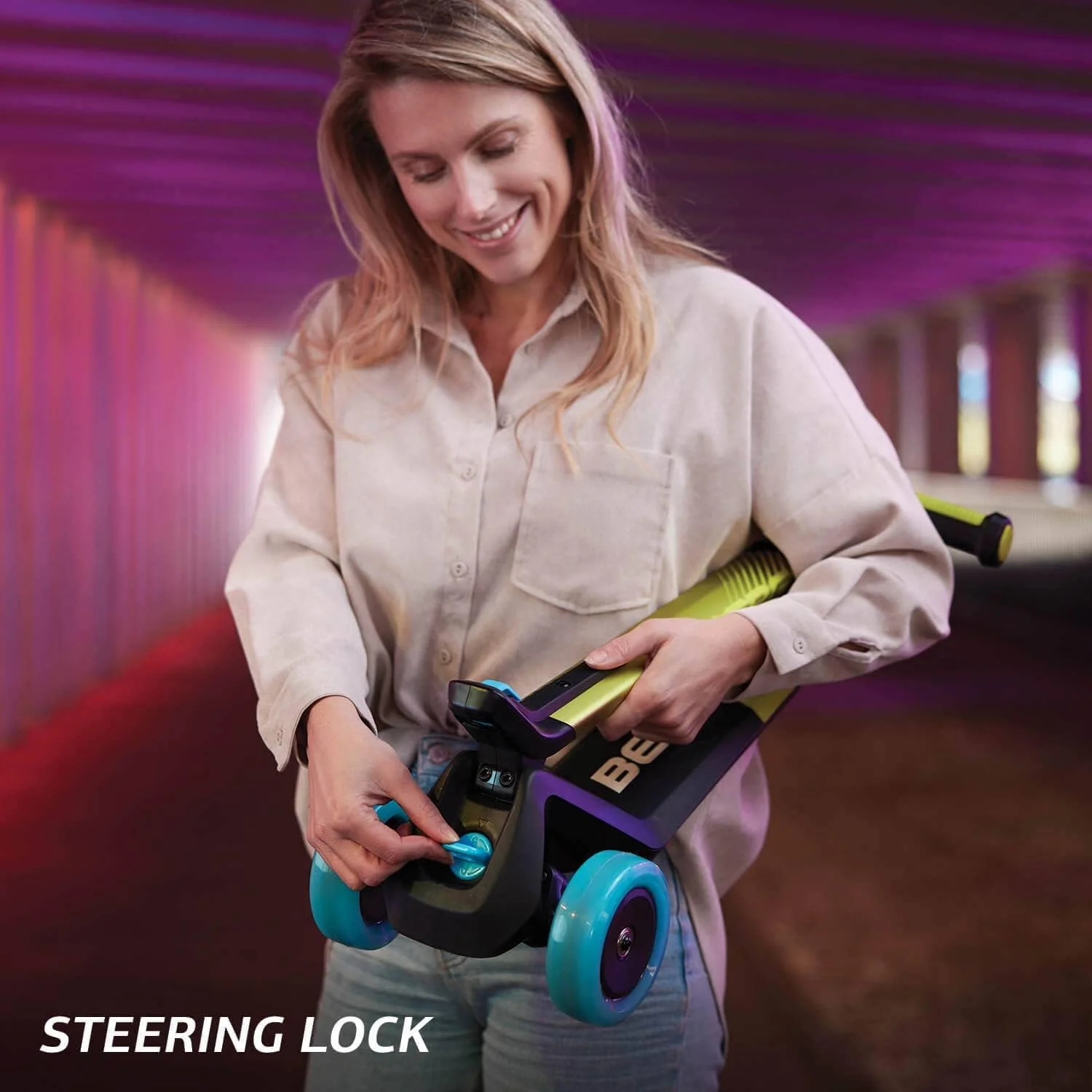 اسکوتر تاشو BERG Nexo با عرشه LED LEO نعنایی - اسکوتر سه چرخ برای کودکان 2 تا 12 سال، طراحی تاشو سبک و قابل تنظیم با چرخ های روشن شونده برای استفاده در داخل و خارج از منزل