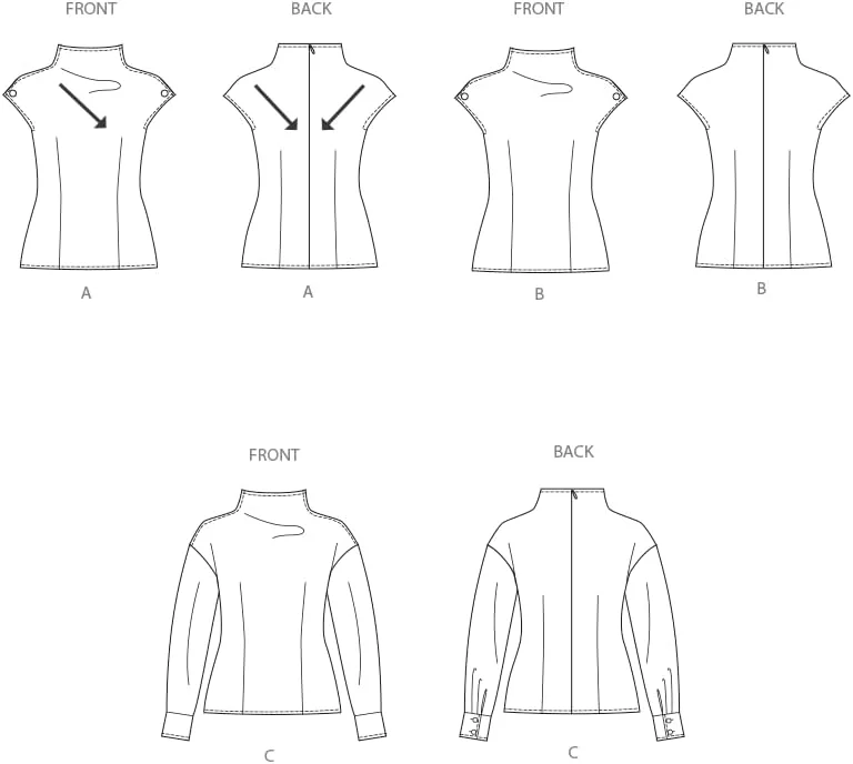 الگوی خیاطی تاپ یقه قیفی زنانه Simplicity SS3103D5، طرح S3103، سایزهای 4-6-8-10-12