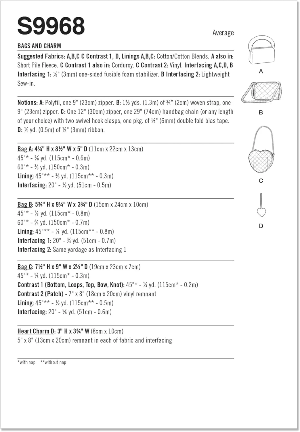 الگوی خیاطی لوازم جانبی Simplicity UNDEFINED، چند رنگ
