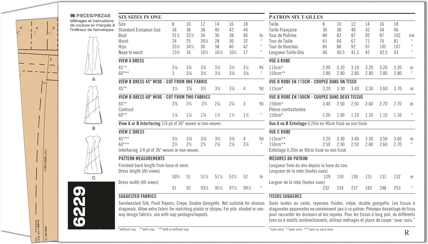 الگوهای خیاطی لباس زنانه بدون آستین Simplicity U06229A New Look، کد 6229، سایزهای 8-18