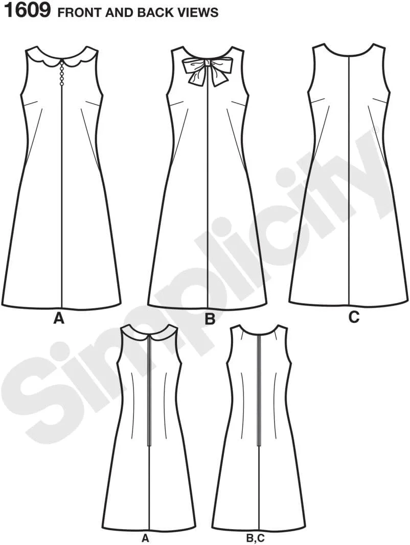 الگوهای خیاطی لباس زنانه وینتیج Simplicity 1609، سایزهای 6-14
