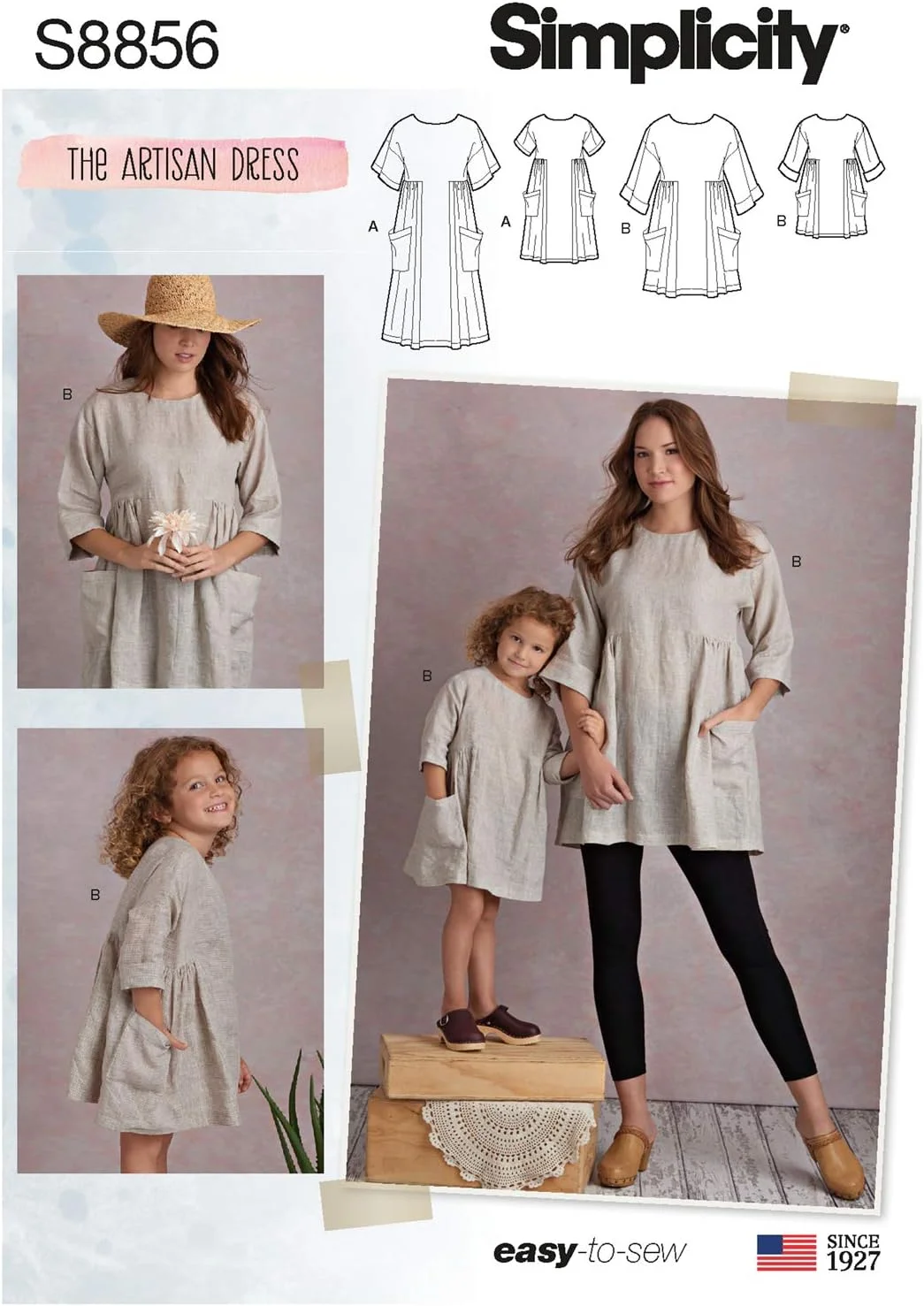 الگوی سادگی US8856A مدل S8856 لباس و تونیک کودک و زنانه، A (3-8/XS-XL)