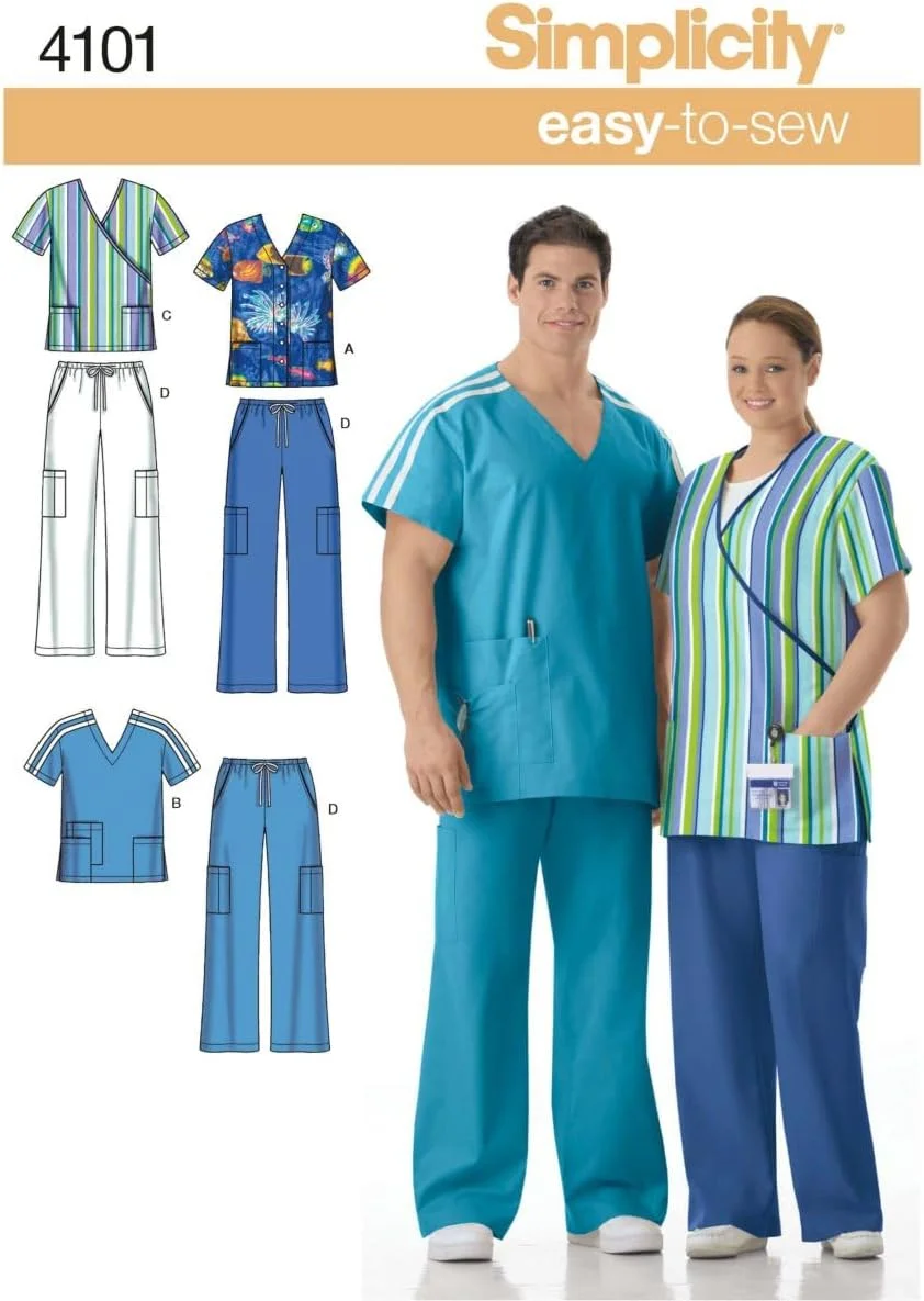 الگوی خیاطی اسکراب مردانه و زنانه سیمپلیسیتی، سایزهای XL-XXXL