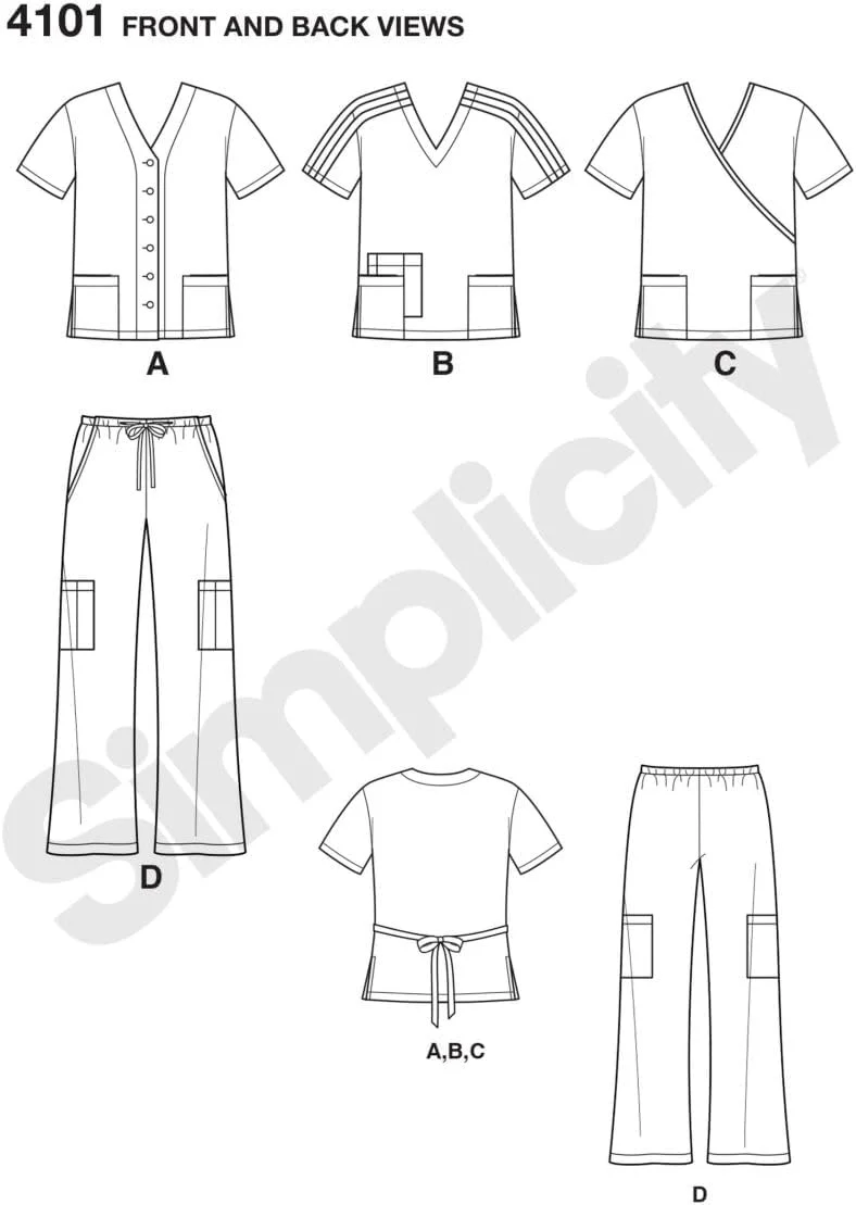 الگوی خیاطی اسکراب مردانه و زنانه سیمپلیسیتی، سایزهای XL-XXXL