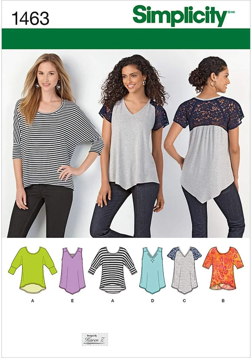 الگوهای خیاطی تاپ بافتنی زنانه Simplicity 1463 اثر Karen Z، سایزهای XXS-XXL