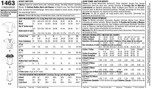 الگوهای خیاطی تاپ بافتنی زنانه Simplicity 1463 اثر Karen Z، سایزهای XXS-XXL
