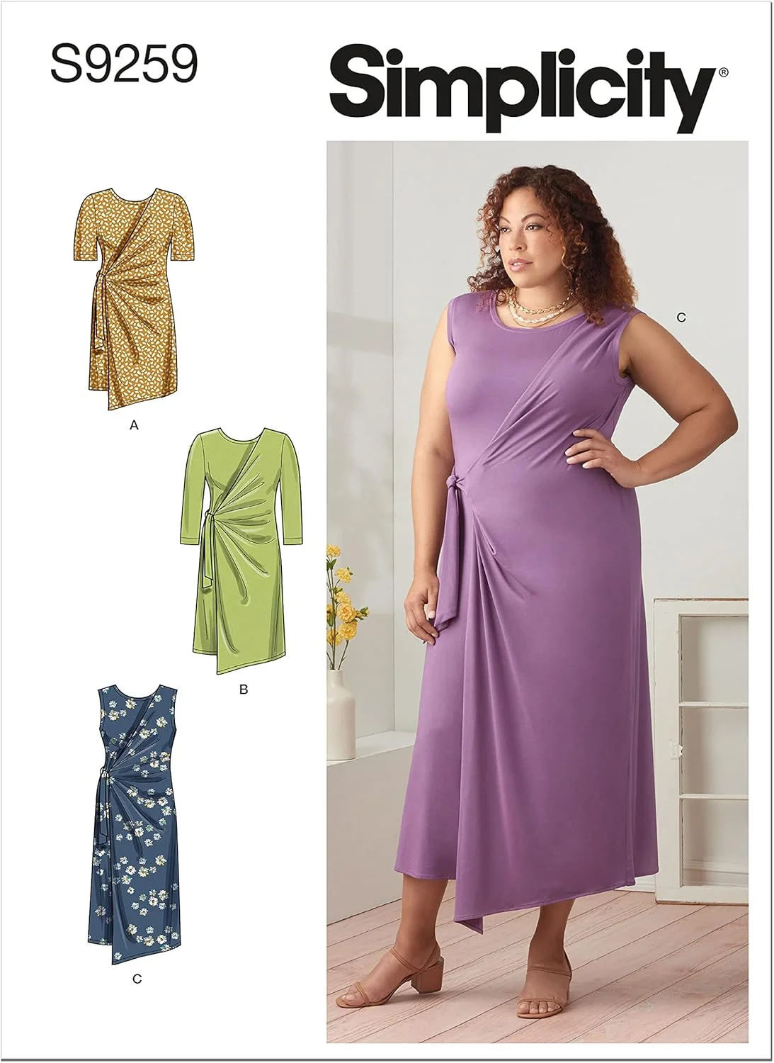 الگوی خیاطی تونیک و پیراهن بافتنی زنانه Simplicity، کد 9259، سایز 26W-34W، سفید