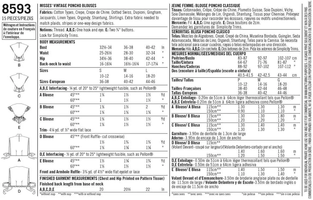 الگوهای خیاطی بلوز پانچو زنانه وینتیج ساخت آمریکا Simplicity، سایزهای S-L الگوهای خیاطی بلوز پانچو زنانه وینتیج ساخت آمریکا Simplicity، سایزهای S-L