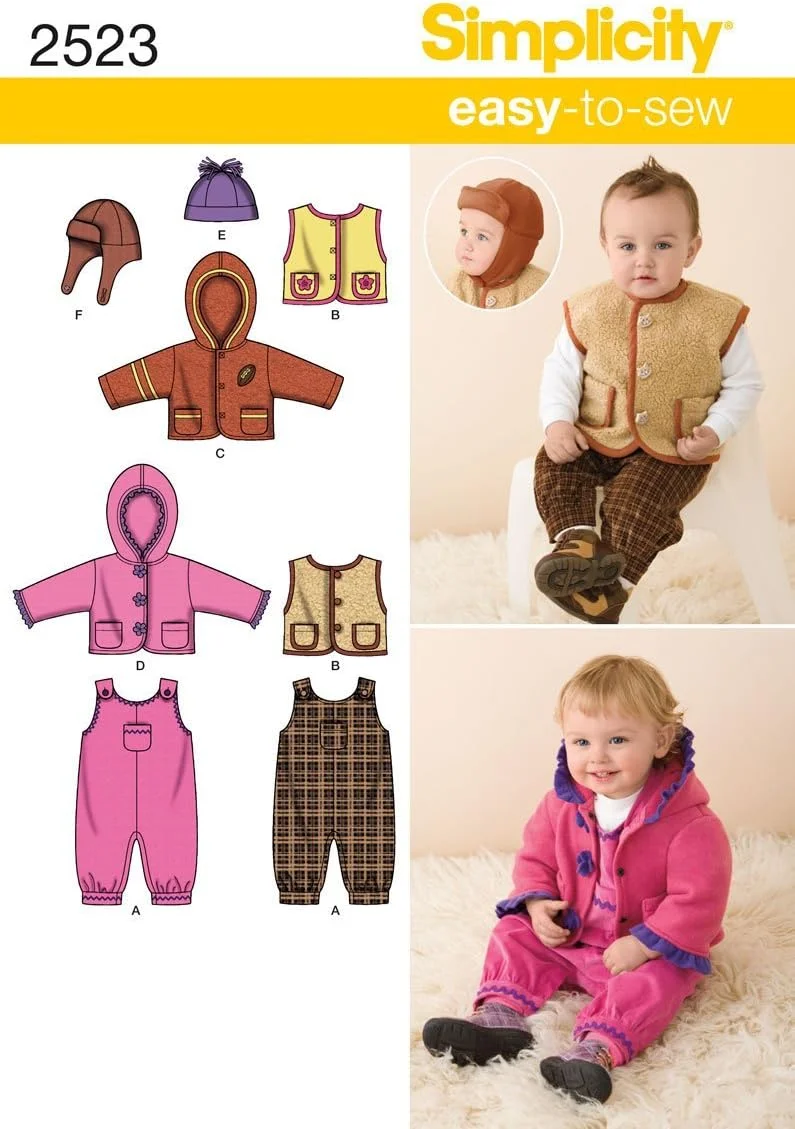 الگوی خیاطی سادگی 2523 لباس ورزشی نوزاد سایز XXS-XS-S-M-L