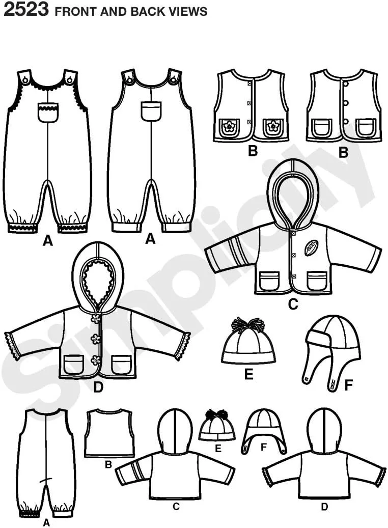 الگوی خیاطی سادگی 2523 لباس ورزشی نوزاد سایز XXS-XS-S-M-L الگوی خیاطی سادگی 2523 لباس ورزشی نوزاد سایز XXS-XS-S-M-L