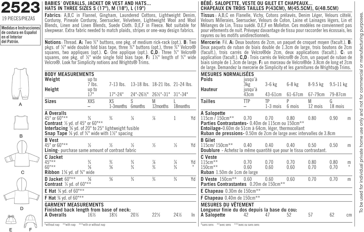 الگوی خیاطی سادگی 2523 لباس ورزشی نوزاد سایز XXS-XS-S-M-L الگوی خیاطی سادگی 2523 لباس ورزشی نوزاد سایز XXS-XS-S-M-L