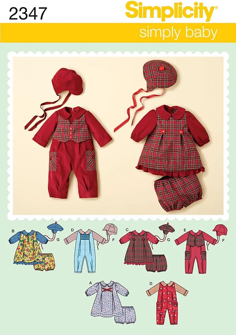 الگوی خیاطی سادگی 2347 برای لباس سرهمی و پیراهن نوزادان در سایزهای XXS-XS-S-M-L