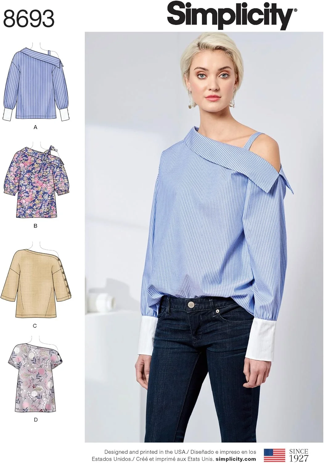 الگوهای خیاطی بلوز یک طرفه زنانه Simplicity، سایزهای 14-22