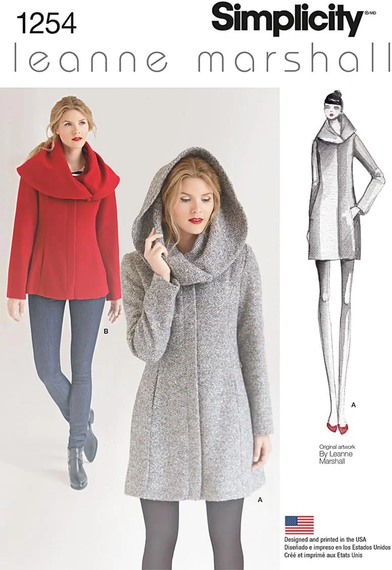 الگوی خیاطی کت یا ژاکت زنانه آستردار Simplicity 1254 اثر لیان مارشال، سایزهای 14-22