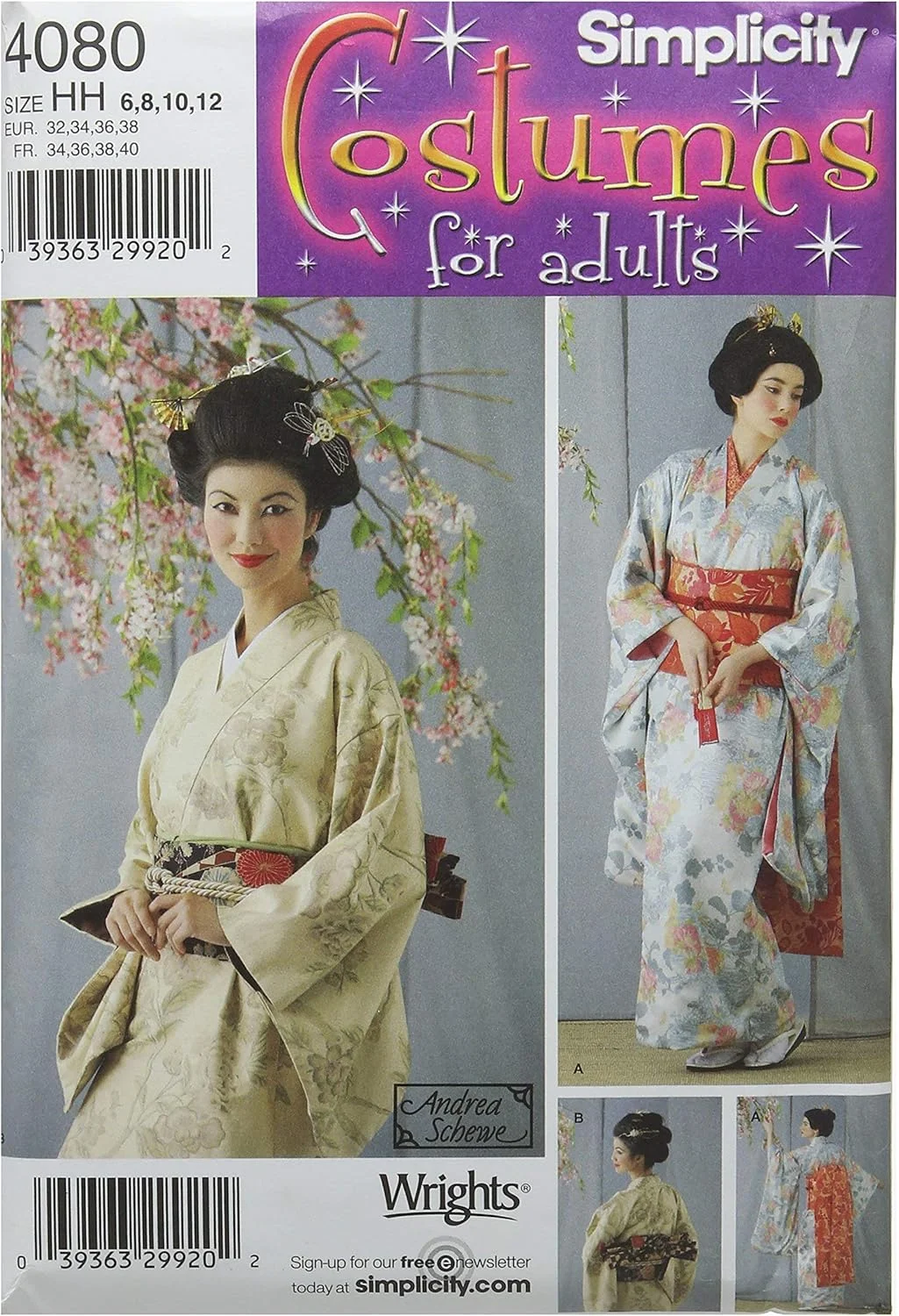 الگوی خیاطی لباس گیشای ژاپنی زنانه Simplicity، سایزهای 6-12